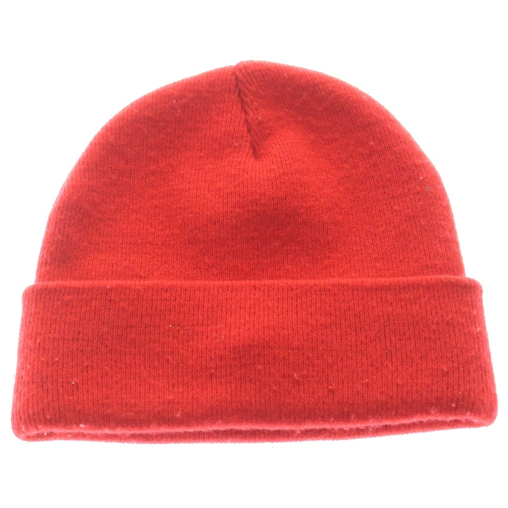 SUPREME(シュプリーム) フロント刺繍 アクリルビーニー ニット帽 帽子 レッド