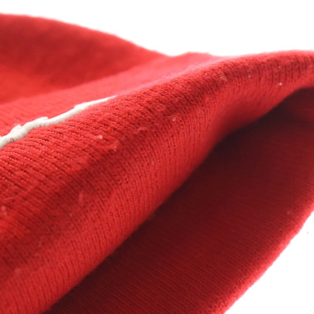 SUPREME(シュプリーム) フロント刺繍 アクリルビーニー ニット帽 帽子 レッド