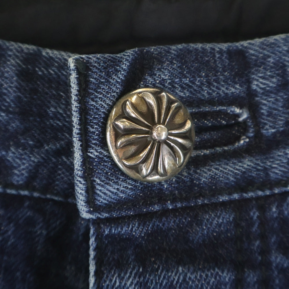CHROME HEARTS(クロムハーツ) Flare Knee Cross Leather Patch Jeans フレアニー クロスレザーパッチ デニムパンツ インディゴ