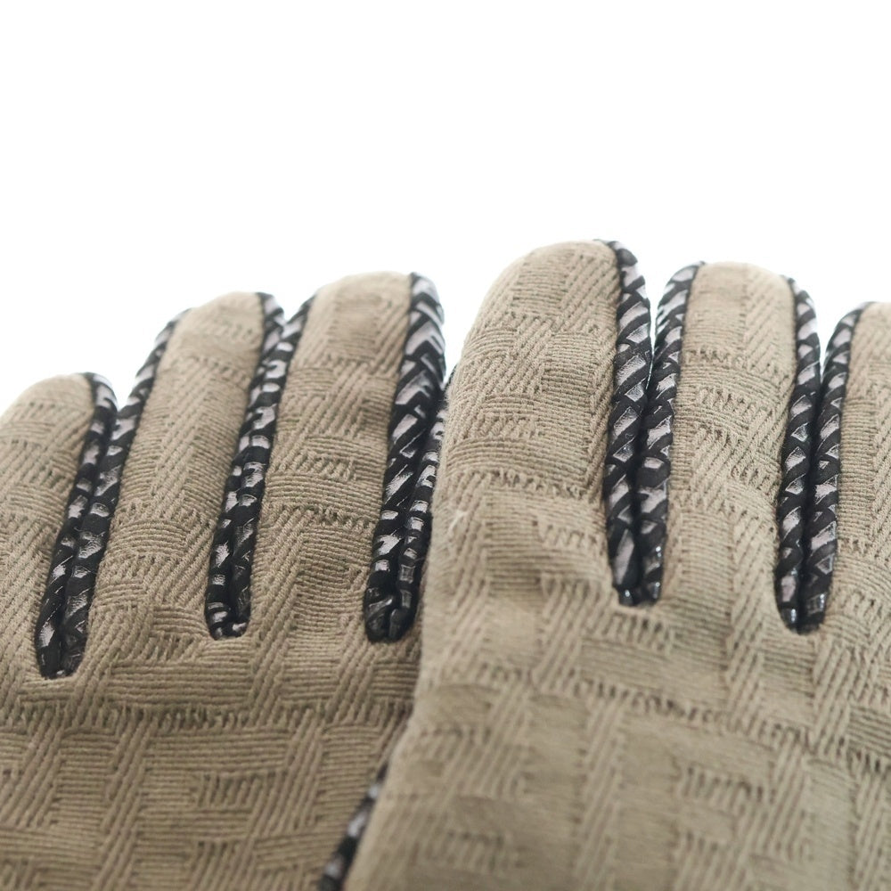 FENDI(フェンディ) 総ズッカ柄 キャンバス切り替えウール 手袋 ブラック/ブラウン FXY081 ABIN M