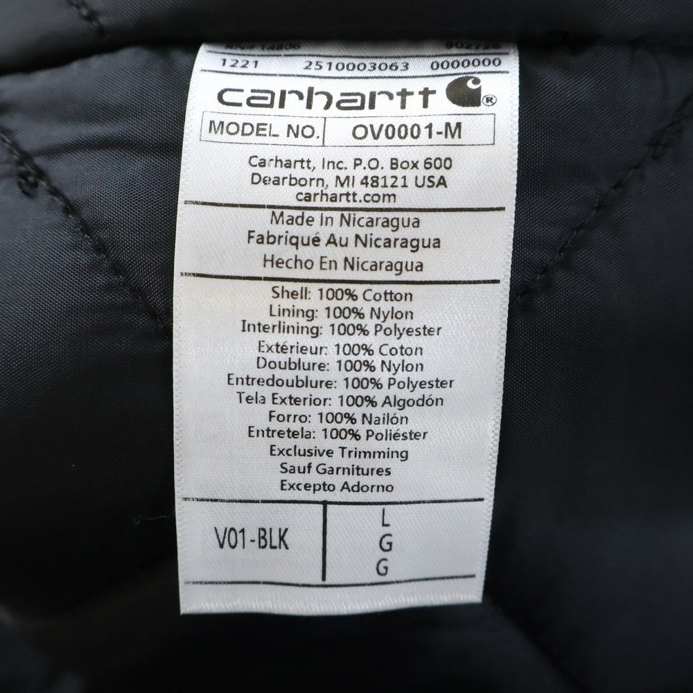 CARHARTT(カーハート) Relaxed Fit Firm Duck Insulated Rib Collar Vest リラックスドフィット ファームダック リブカラー 中綿キルティング ベスト ブラック OV0001-M