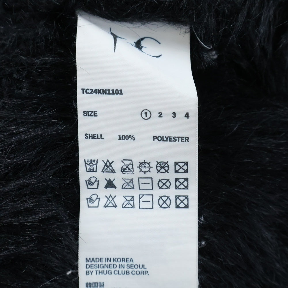 THUG CLUB(サグクラブ) Pack Fur Sword Hoodie パック ファー ソード アーム刺繍デザイン フーディーパーカー ブラック TC24KN1101