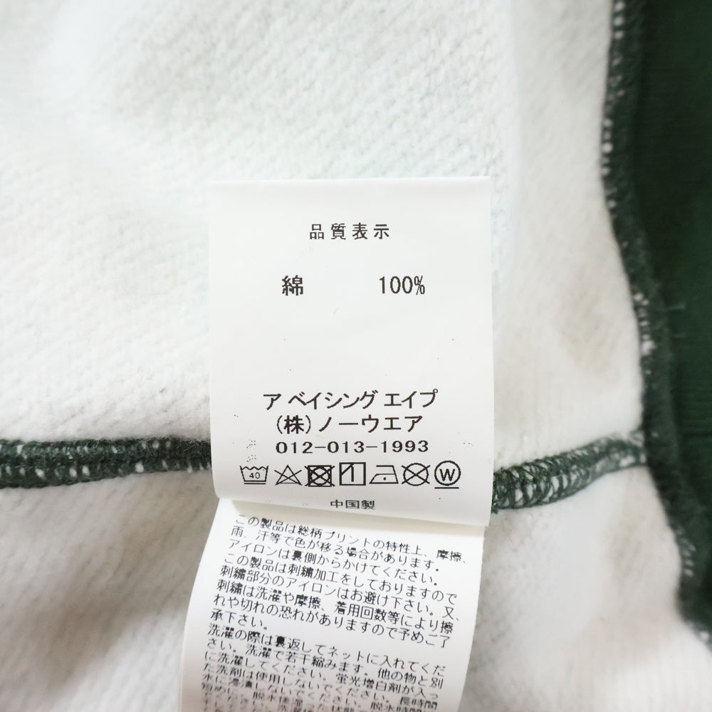 A BATHING APE(アベイシングエイプ) BAPE JEWELS CREWNECK ロゴ刺繍 ベイプ ジュエルズ 総柄プリント クルーネック長袖スウェットトレーナー グリーン 001SWJ801003M
