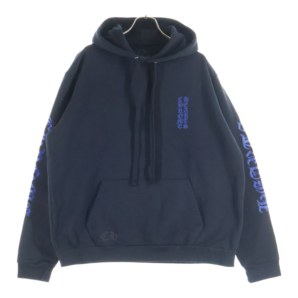 CHROME HEARTS(クロムハーツ) SWTSHRT PLVR アームロゴプリント スウェットプルオーバーパーカー ブラック/ブルー