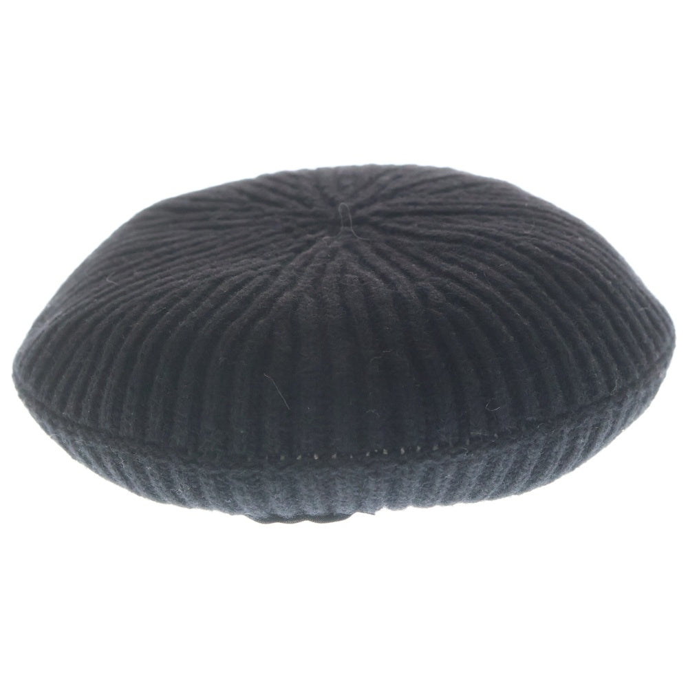 GANNI(ガニー) Structured Rib Beret ウール混 ニットベレー帽 ブラック