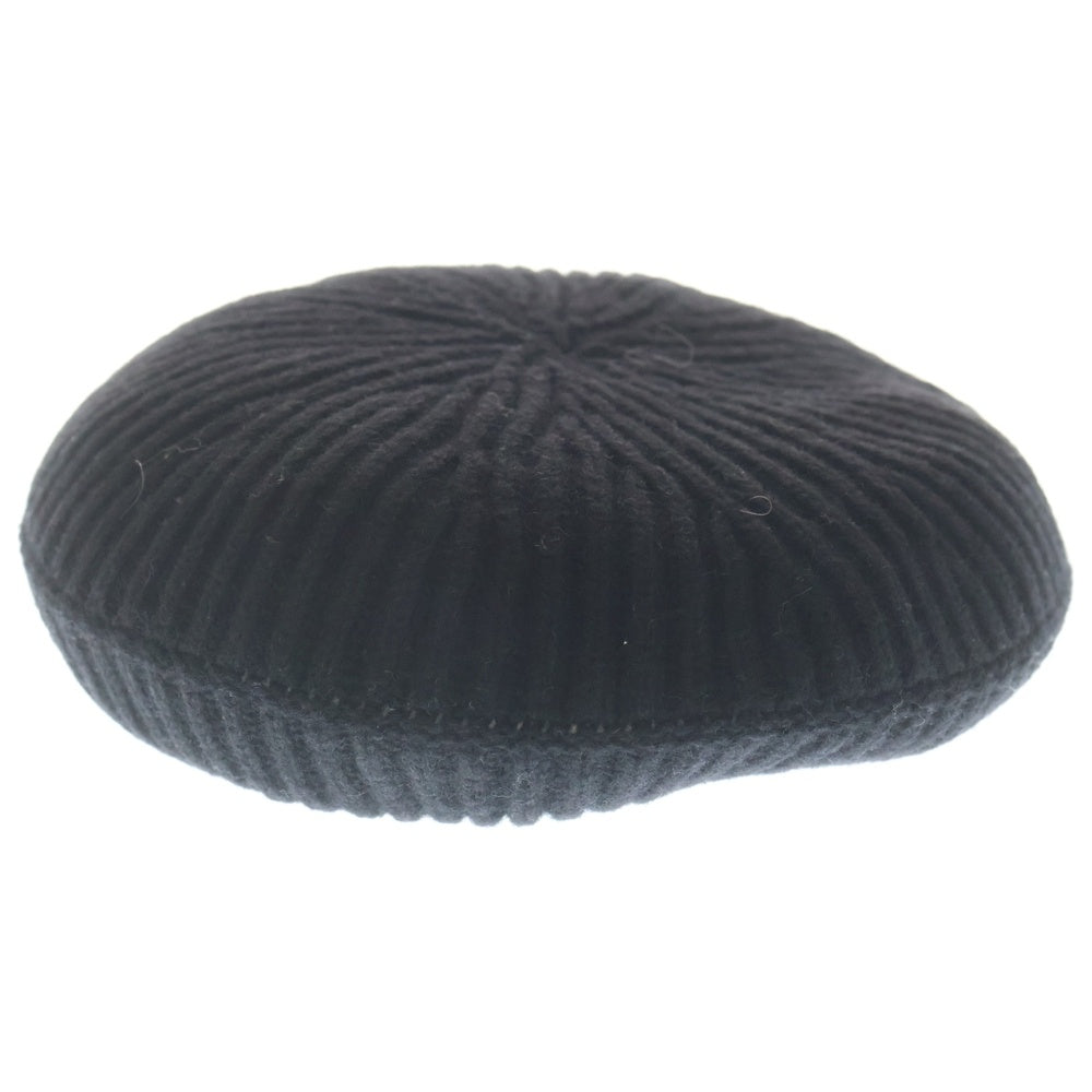 GANNI(ガニー) Structured Rib Beret ウール混 ニットベレー帽 ブラック