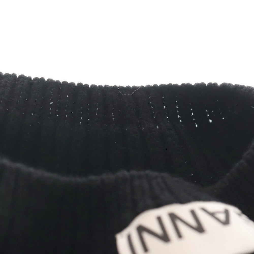 GANNI(ガニー) Structured Rib Beret ウール混 ニットベレー帽 ブラック