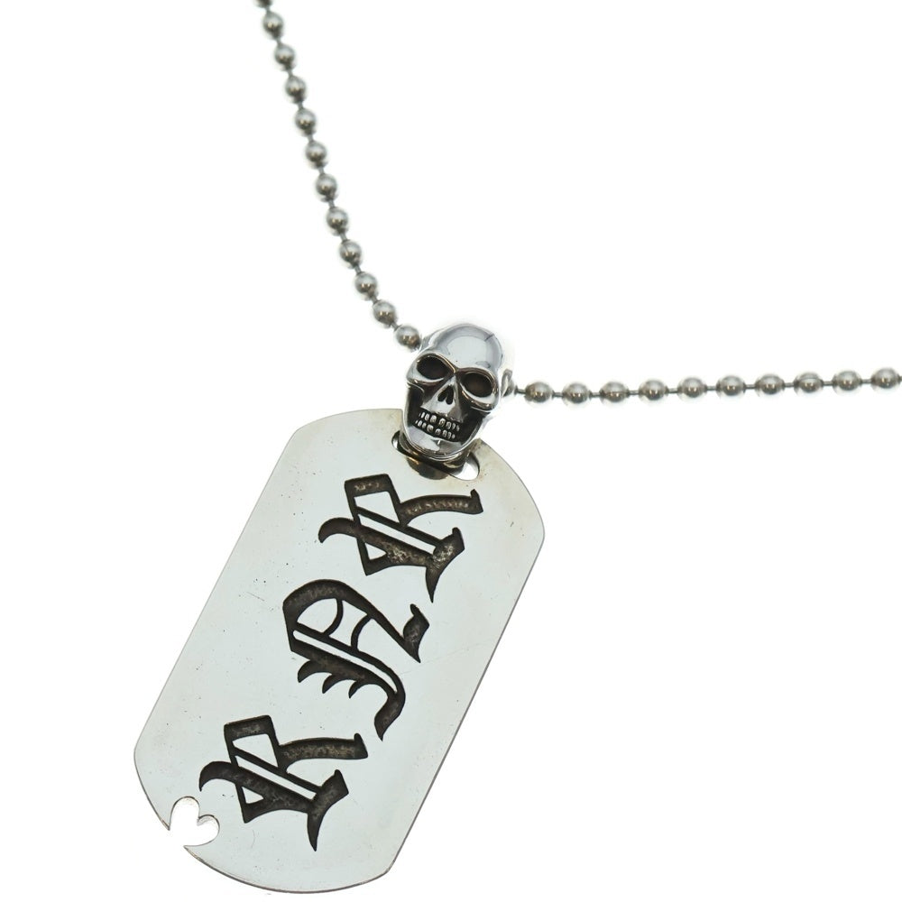 NO BRAND(ノーブランド) L.E.C.J. スカルベイルR&R刻印ドッグタグ チェーンネックレス シルバー