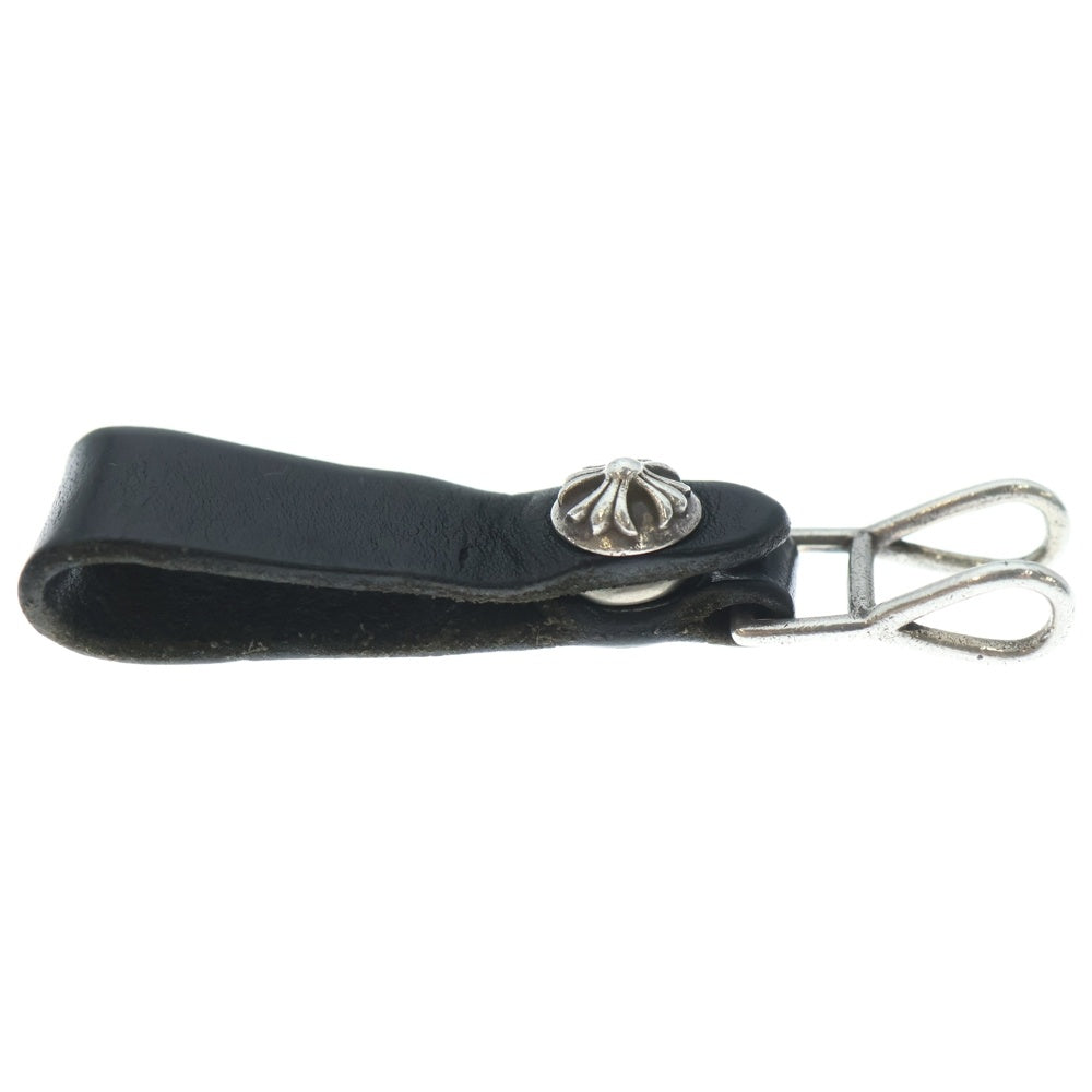 CHROME HEARTS(クロムハーツ) BELT LOOP クロスボールボタンレザーベルトループ シルバー/ブラック BCA397