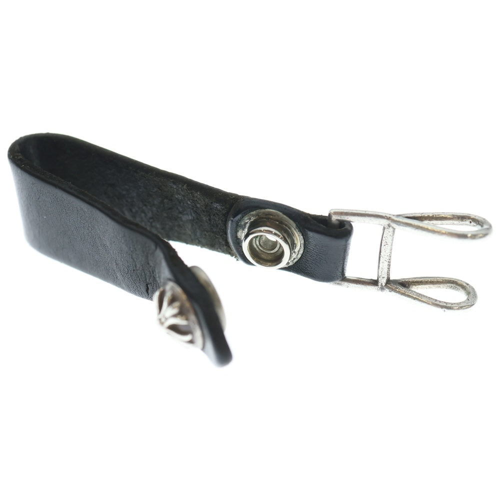 CHROME HEARTS(クロムハーツ) BELT LOOP クロスボールボタンレザーベルトループ シルバー/ブラック BCA397