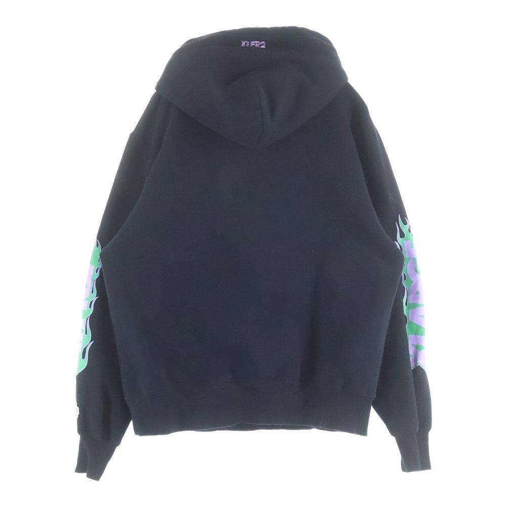 FR2(エフアールツー) ×XLARGE Biker Girl バイカーガール フロント アームプリント フーディーパーカー ブラック