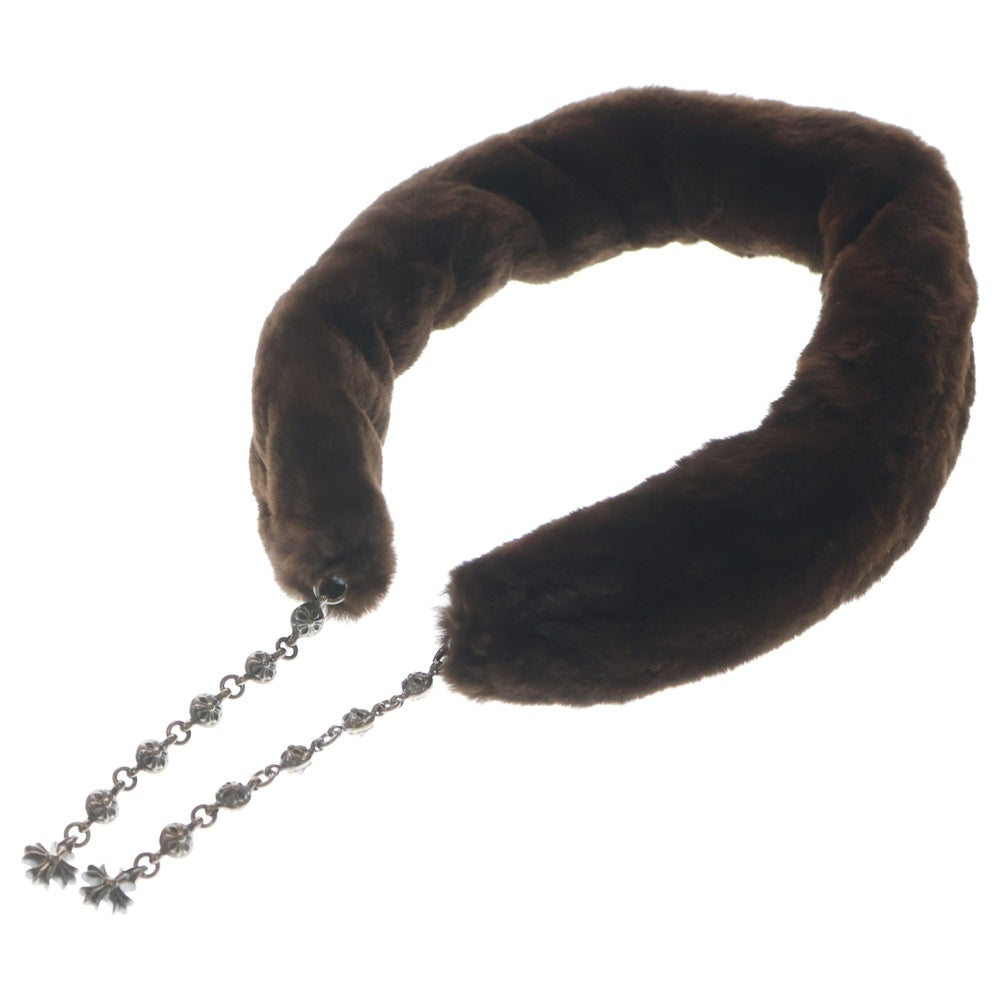 CHROME HEARTS(クロムハーツ) クロスボールチェーン CHプラスクロス リアルファー ネックウォーマー マフラー ブラウン