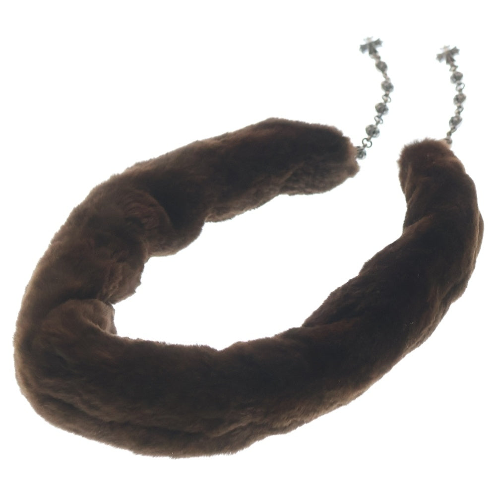 CHROME HEARTS(クロムハーツ) クロスボールチェーン CHプラスクロス リアルファー ネックウォーマー マフラー ブラウン