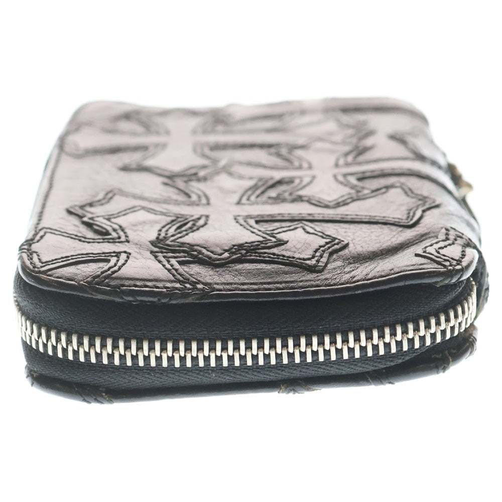 CHROME HEARTS(クロムハーツ) BBY BANK ROBBER バンクローバー セメタリークロスパッチラウンドジップ コンパクトレザーウォレット 財布 ブラック