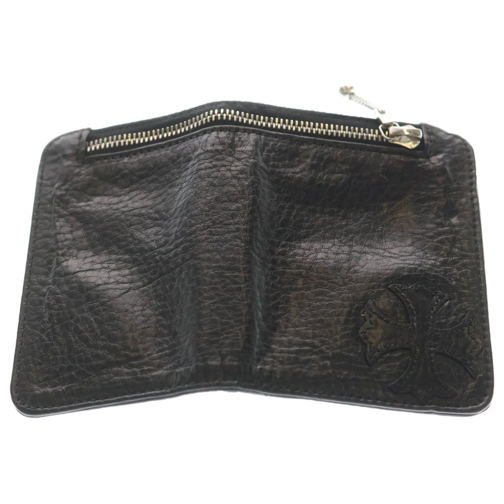 CHROME HEARTS(クロムハーツ) BBY BANK ROBBER バンクローバー セメタリークロスパッチラウンドジップ コンパクトレザーウォレット 財布 ブラック