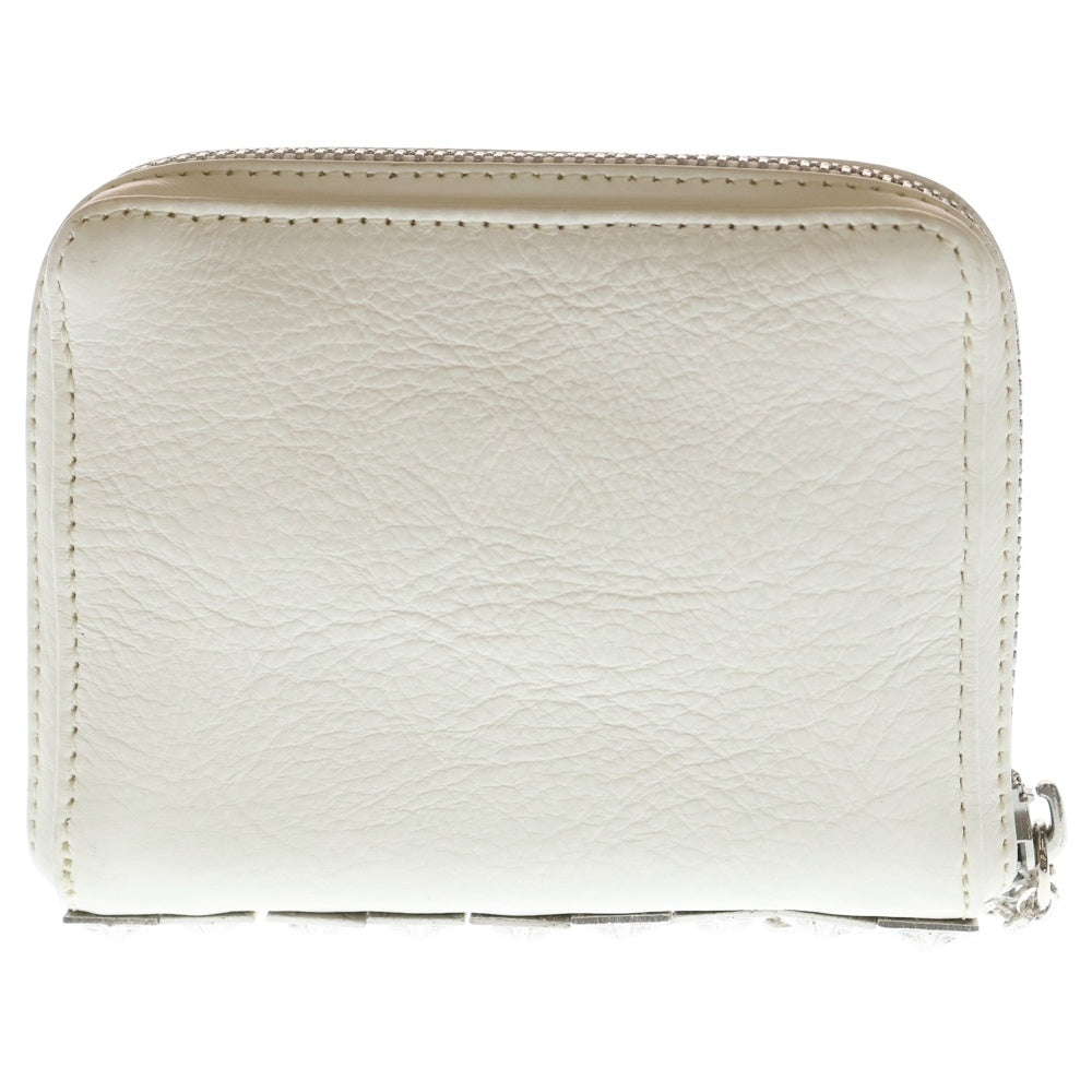 CHROME HEARTS(クロムハーツ) 3 SIDE ZIP 3サイドジップ サイドピラミッドスタッズ レザーコンパクトウォレット ホワイト