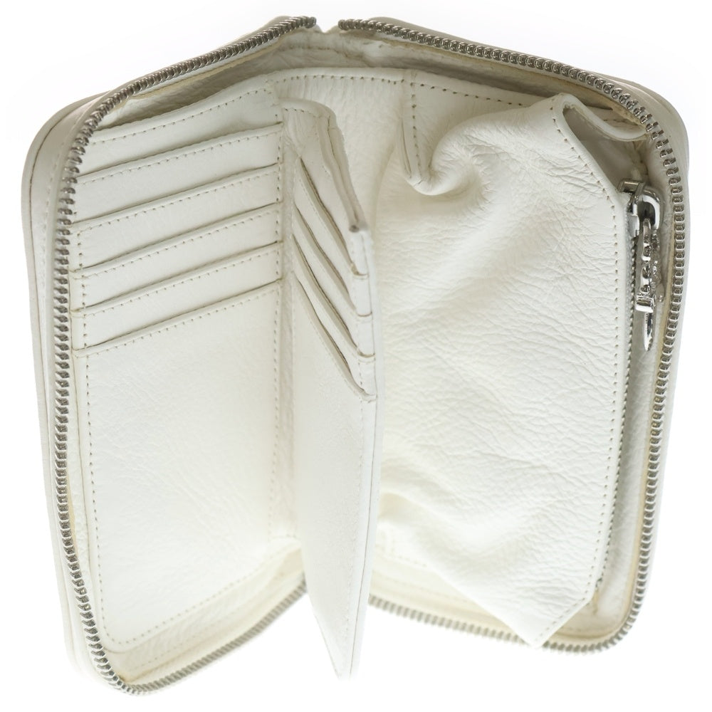 CHROME HEARTS(クロムハーツ) REC F MINI ミニラウンドジップレザーコンパクトウォレット 財布 ホワイト