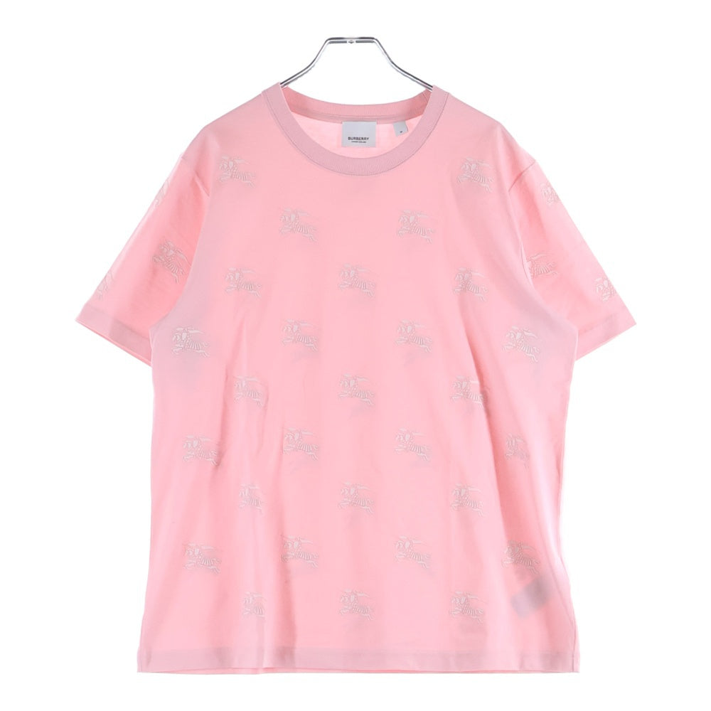 BURBERRY(バーバリー) ブランドロゴ 総柄 クルーネック半袖Tシャツカットソー ピンク レディース 8071634