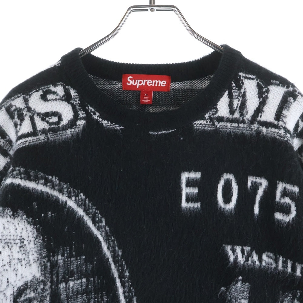 SUPREME(シュプリーム) 25SS Money Sweater 総柄マネーモチーフ クルーネック長袖ニットセーター ブラック
