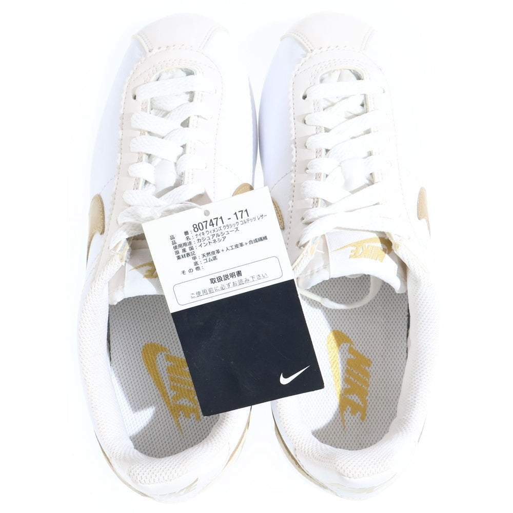 NIKE(ナイキ) WMNS CLASSIC CORTEZ LEATHER ウィメンズ クラシック コルテッツ レザー ローカットスニーカー ホワイト/ゴールド US7/24cm 807471-171 レディース
