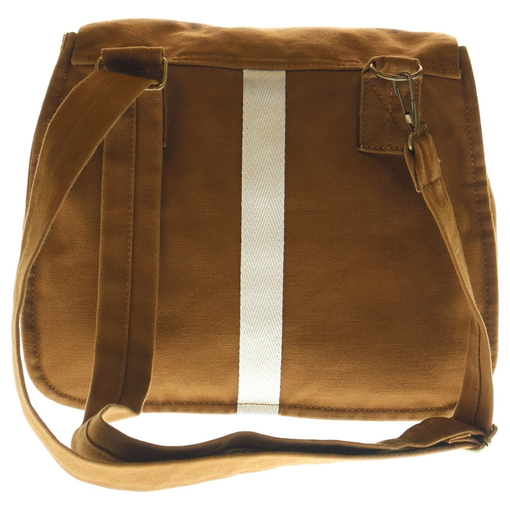 HUMAN MADE(ヒューマンメイド) 24AW GAME BAG ロゴプリント コットンショルダーバッグ ブラウン HM28GD023