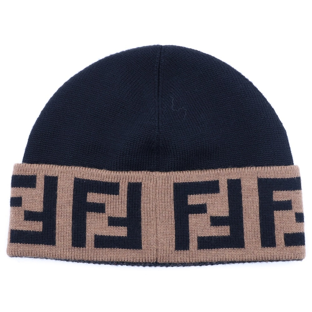 FENDI(フェンディ) FFロゴ ウールニットキャップ ブラック/ブラウン FXQ955 AMR5 F0ZC4