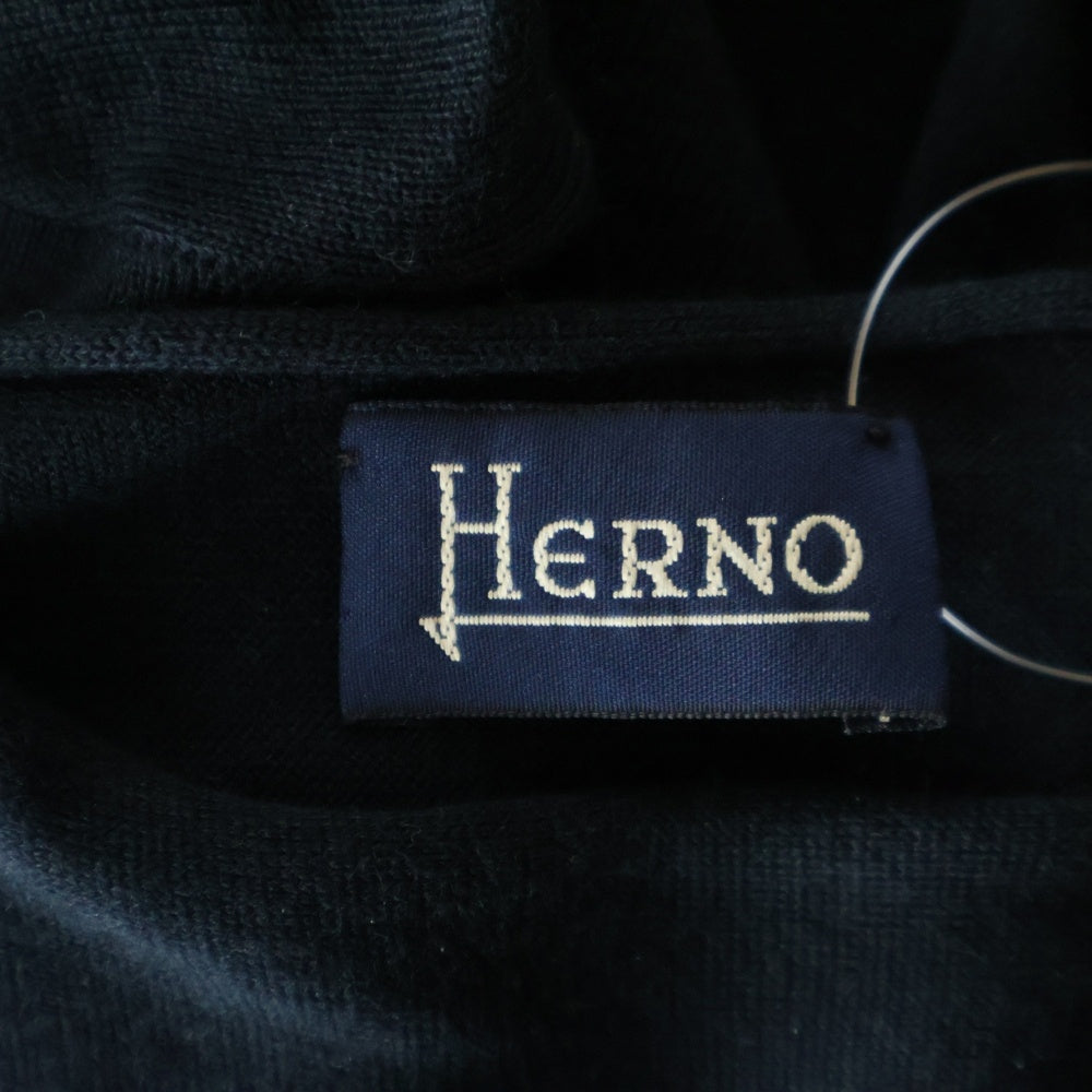 HERNO(ヘルノ) カシミヤ混 ノーカラー長袖ニット レディース ブラック 02C001HVV-42001-9300