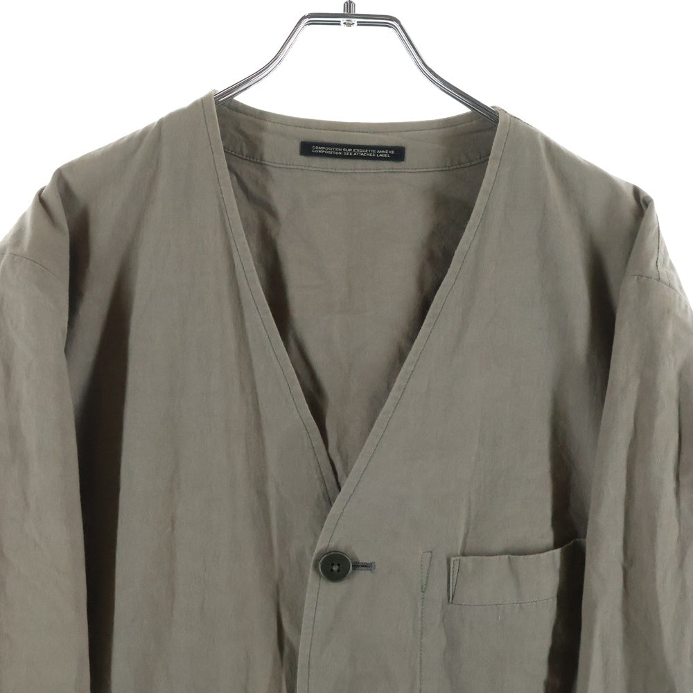 Yohji Yamamoto POUR HOMME(ヨウジヤマモト プールオム) 10AW ノーカラー コットン 5B コート グレー HJ-C01-044