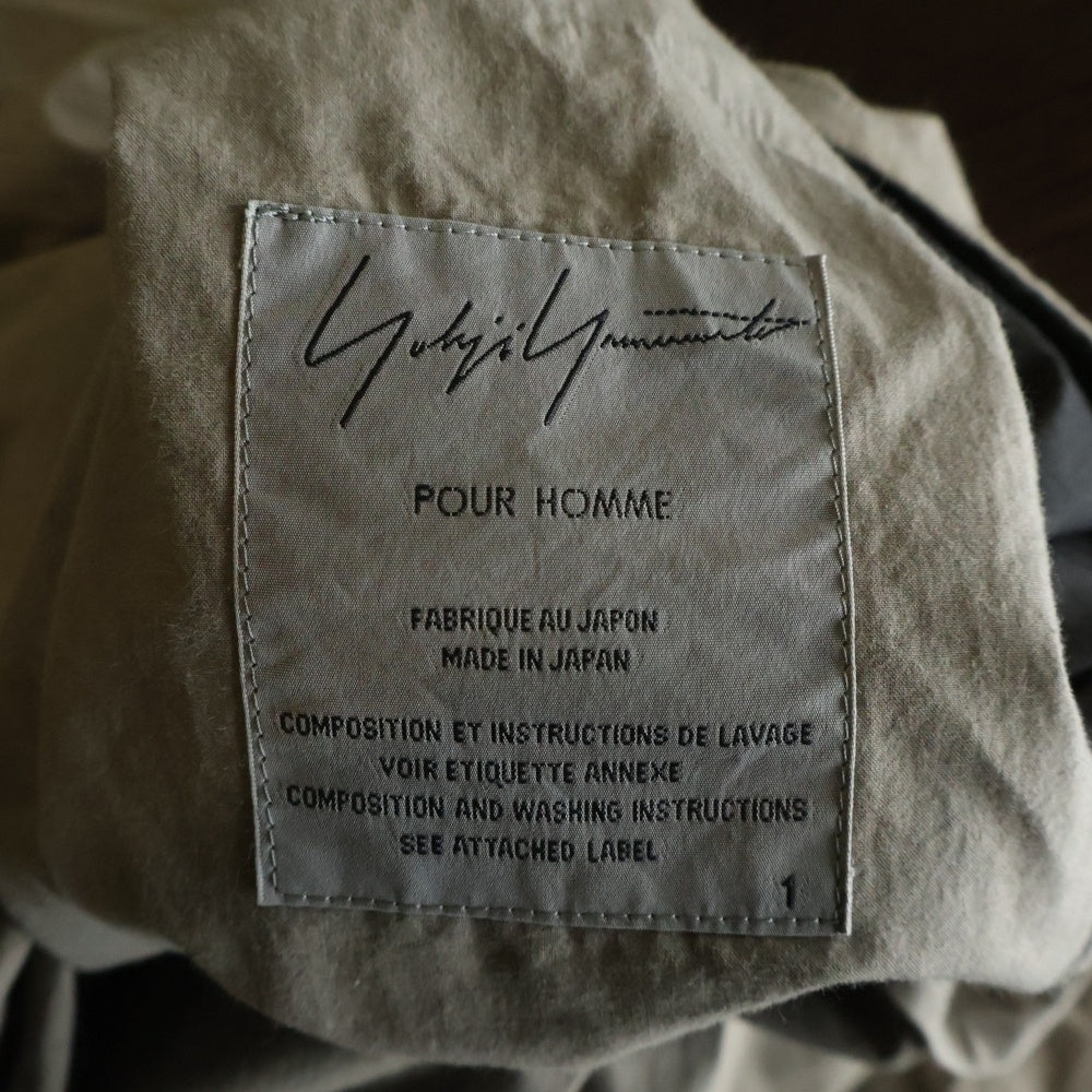 Yohji Yamamoto POUR HOMME(ヨウジヤマモト プールオム) 10AW ノーカラー コットン 5B コート グレー HJ-C01-044