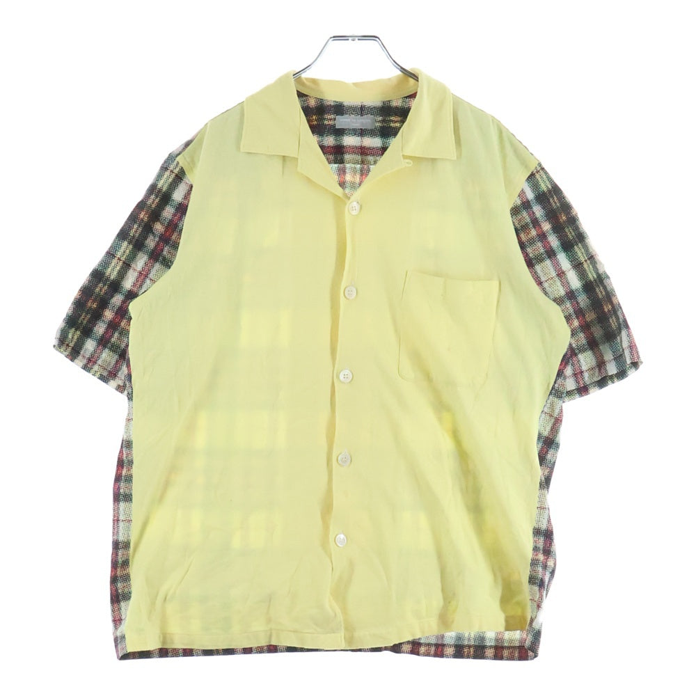 COMME des GARCONS HOMME(コムデギャルソンオム) 02SS 田中オム 転写 異素材切替 オープンカラー半袖シャツ イエロー HF-B012