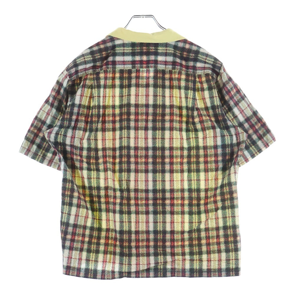 COMME des GARCONS HOMME(コムデギャルソンオム) 02SS 田中オム 転写 異素材切替 オープンカラー半袖シャツ イエロー HF-B012