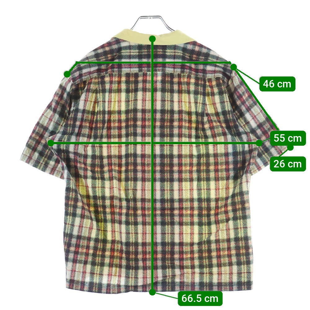 COMME des GARCONS HOMME(コムデギャルソンオム) 02SS 田中オム 転写 異素材切替 オープンカラー半袖シャツ イエロー HF-B012