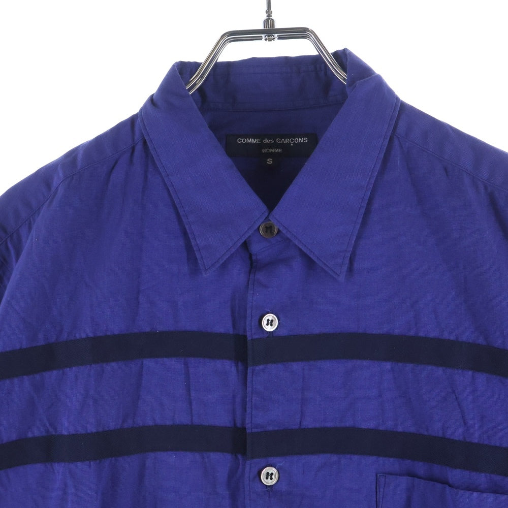 COMME des GARCONS HOMME(コムデギャルソンオム) 11SS ストライプデザイン 異素材切替 半袖シャツ パープル HG-B048