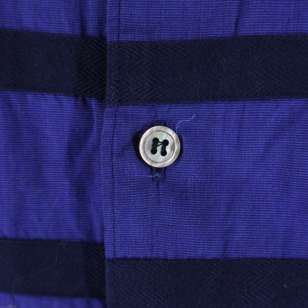 COMME des GARCONS HOMME(コムデギャルソンオム) 11SS ストライプデザイン 異素材切替 半袖シャツ パープル HG-B048
