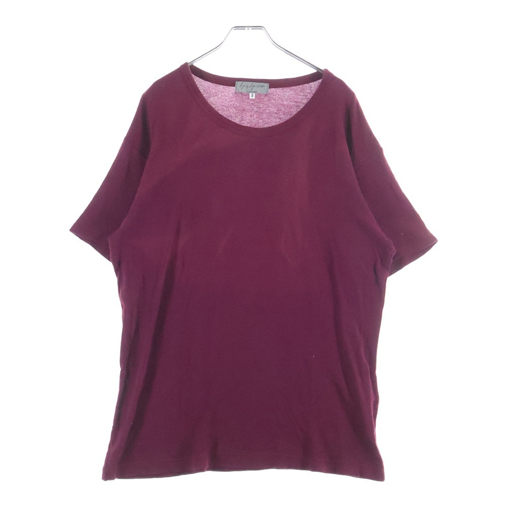 Yohji Yamamoto POUR HOMME(ヨウジヤマモト プールオム) レーヨン混 クルーネック半袖Tシャツカットソー バーガンディ HJ-T04-260