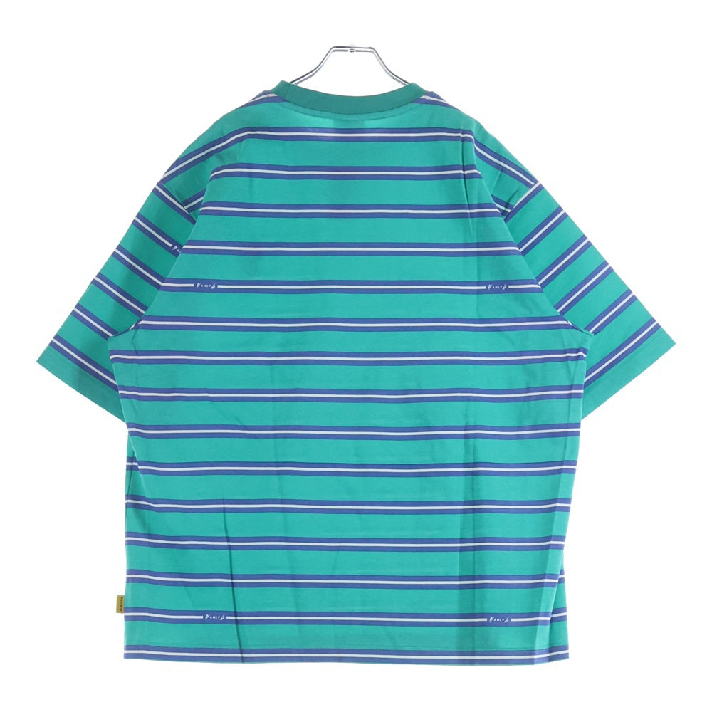 ALWAYTH(オルウェイス) 22SS×Arnold Palmer アーノルドパーマー ストライプ柄 刺繍ロゴ クルーネック 半袖Tシャツ カットソー ブルー AWXP-22SS-003