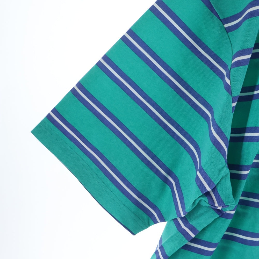 ALWAYTH(オルウェイス) 22SS×Arnold Palmer アーノルドパーマー ストライプ柄 刺繍ロゴ クルーネック 半袖Tシャツ カットソー ブルー AWXP-22SS-003