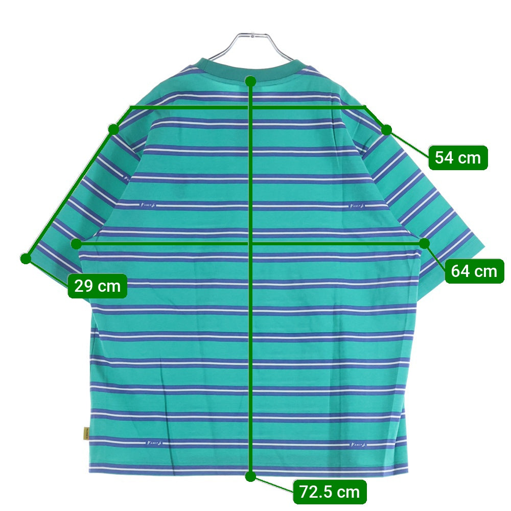 ALWAYTH(オルウェイス) 22SS×Arnold Palmer アーノルドパーマー ストライプ柄 刺繍ロゴ クルーネック 半袖Tシャツ カットソー ブルー AWXP-22SS-003