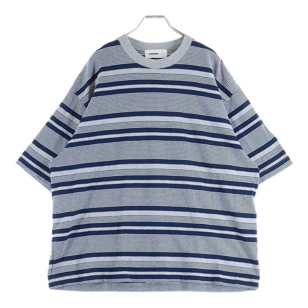 everyone(エブリワン) 24SS ボーダー柄 クルーネック 半袖Tシャツ カットソー グレー/ネイビー EV24-CS19