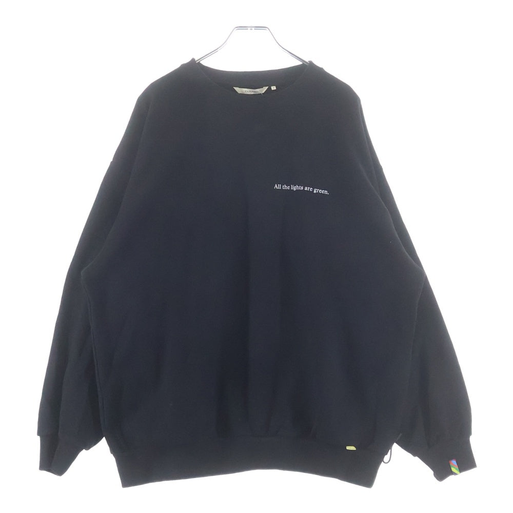 FARAH(ファーラー) フロント プリント クルーネック 長袖スウェットトレーナー カットソー ブラック FR243M30HS02