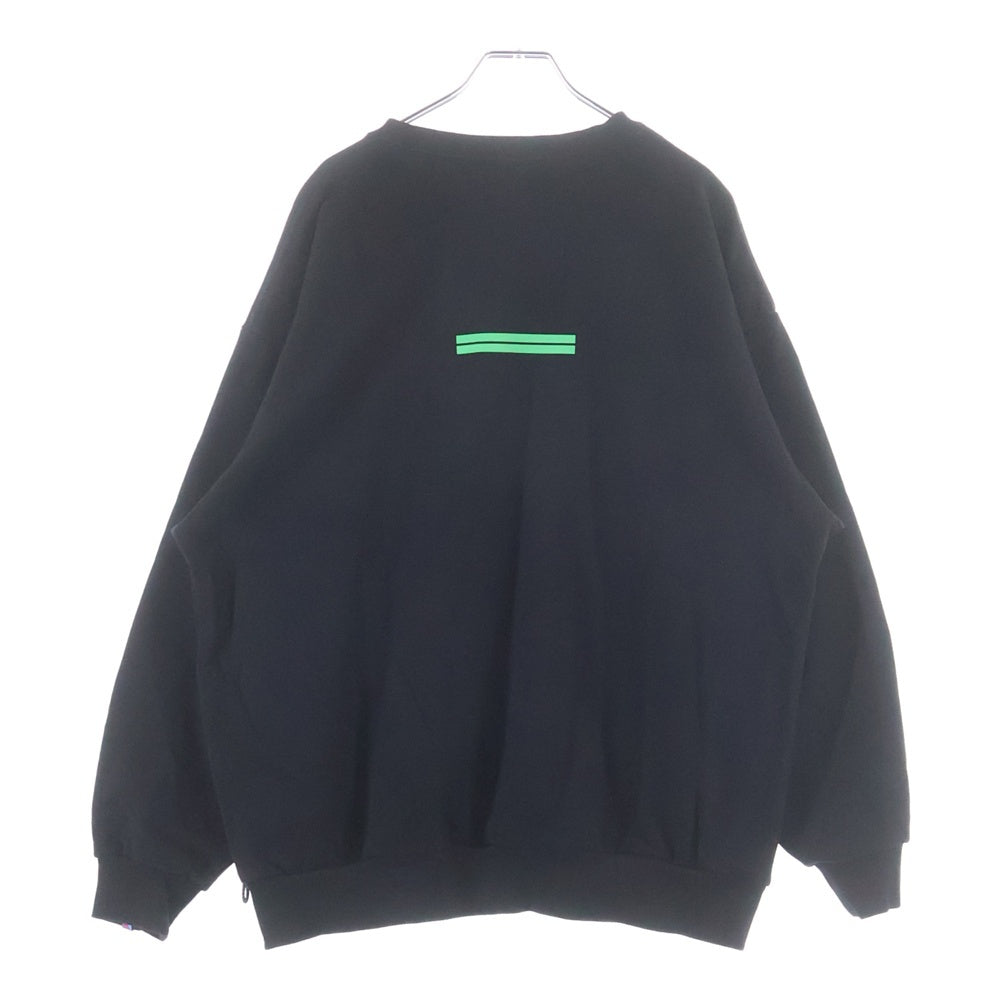 FARAH(ファーラー) フロント プリント クルーネック 長袖スウェットトレーナー カットソー ブラック FR243M30HS02