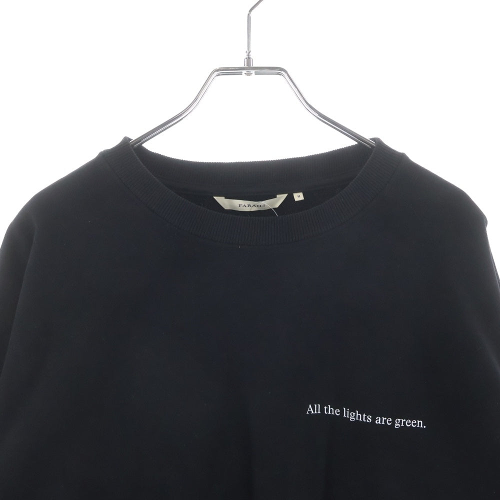 FARAH(ファーラー) フロント プリント クルーネック 長袖スウェットトレーナー カットソー ブラック FR243M30HS02
