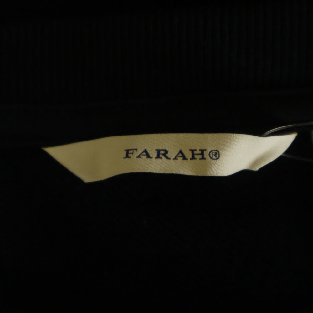 FARAH(ファーラー) フロント プリント クルーネック 長袖スウェットトレーナー カットソー ブラック FR243M30HS02