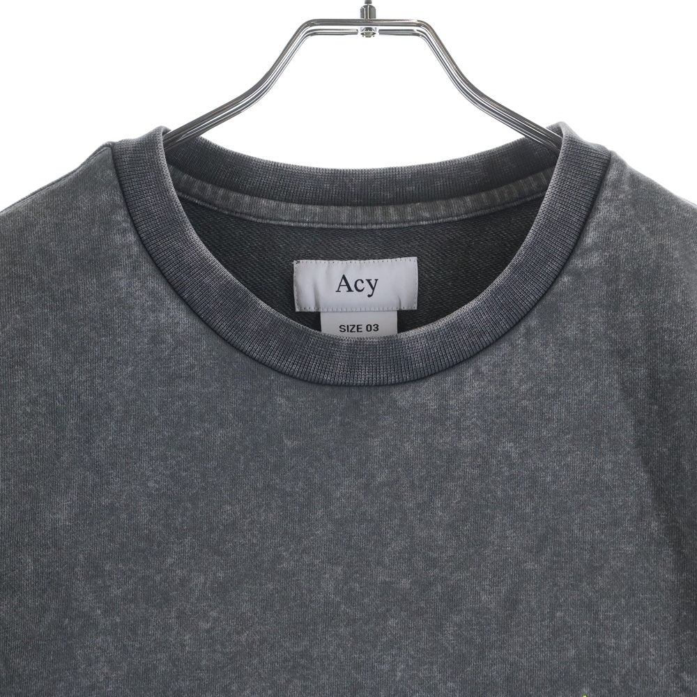 Acy(エイシー) Acy エーシー 23SS刺繍ロゴ 半袖スウェット Tシャツ カットソー グレー ACY-23SS-003
