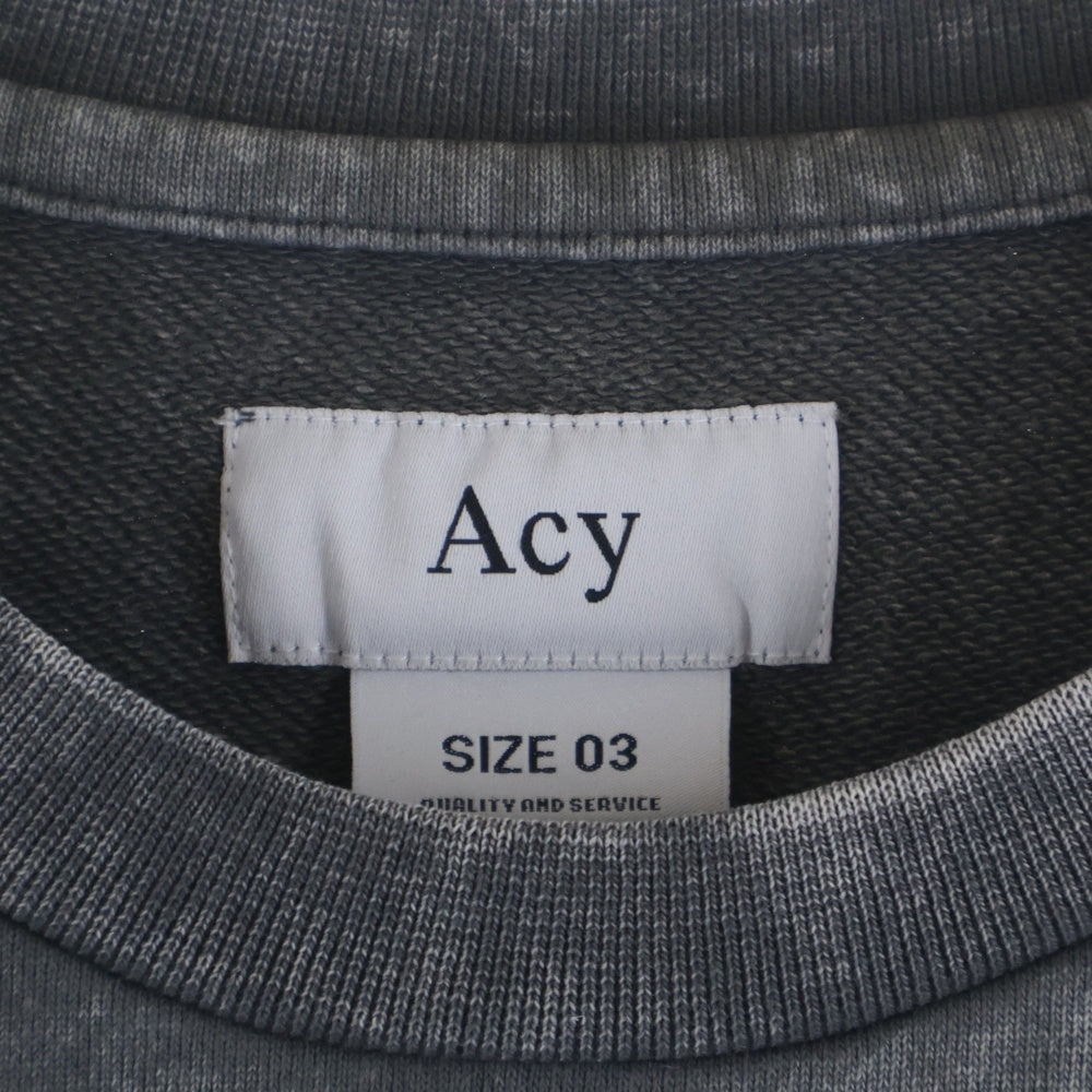 Acy(エイシー) Acy エーシー 23SS刺繍ロゴ 半袖スウェット Tシャツ カットソー グレー ACY-23SS-003