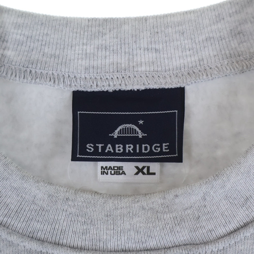 STABRIDGE(スタブリッジ) STABRIDGE スタブリッジ フロントプリント クルーネック 長袖スウェットトレーナー ホワイト