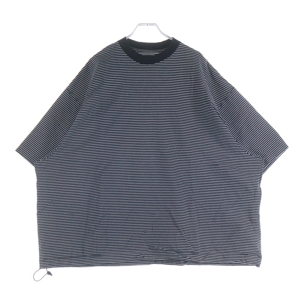 is-ness(イズネス) BALLOON STRIPES TEE バルーン ストライプ クルーネック 半袖Tシャツ カットソー ブラック