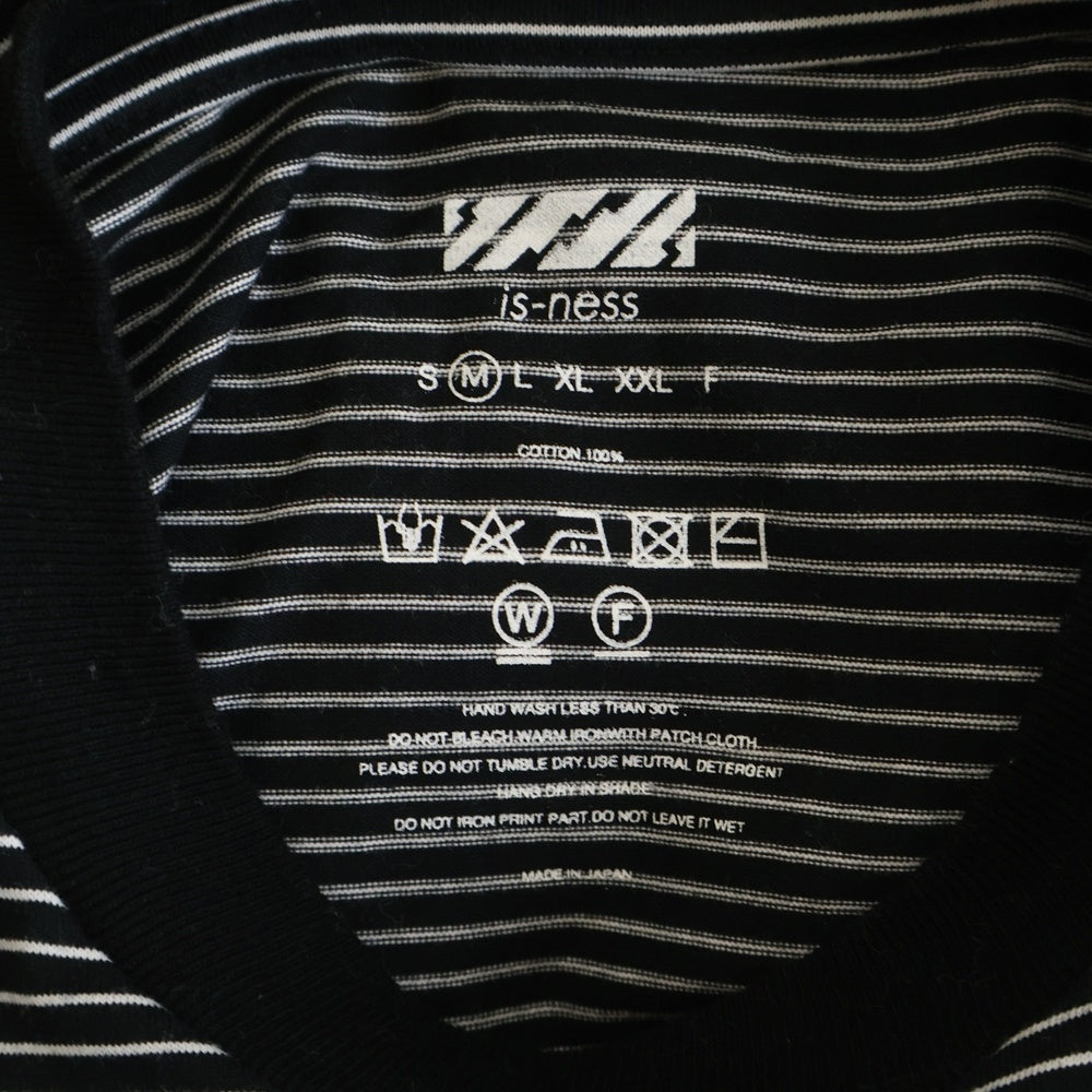 is-ness(イズネス) BALLOON STRIPES TEE バルーン ストライプ クルーネック 半袖Tシャツ カットソー ブラック