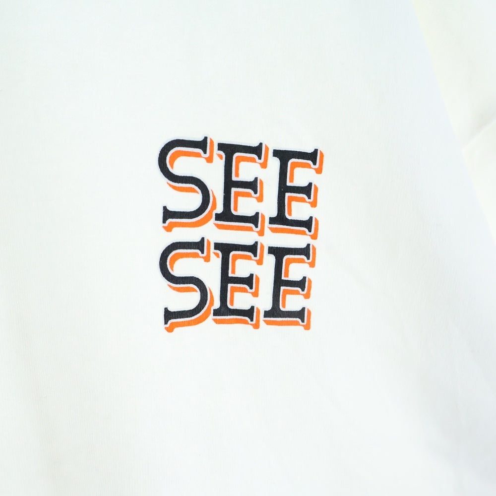 SEE SEE(シーシー) フロントロゴ ドローコード付き クルーネック 半袖Tシャツ カットソー ホワイト