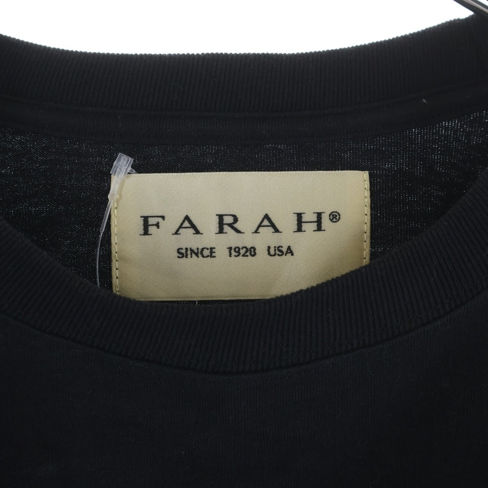 is-ness(イズネス) ×THE HERMIT CLUB ×FARAH PRINT L/S TEE ザ ハーミットクラブ ファーラー プリント クルーネック 長袖Tシャツ カットソー ブラック FR233M30HS01